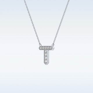 Customized T Shaped Moissanite Necklace –  0.17 CT Round Cut in 14K/18K Gold