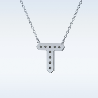 Customized T Shaped Moissanite Necklace –  0.17 CT Round Cut in 14K/18K Gold