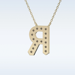 Customized R Shaped Moissanite Necklace –  0.3 CT Round Cut in 14K/18K Gold