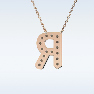 Customized R Shaped Moissanite Necklace –  0.3 CT Round Cut in 14K/18K Gold