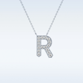 Customized R Shaped Moissanite Necklace –  0.3 CT Round Cut in 14K/18K Gold