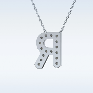 Customized R Shaped Moissanite Necklace –  0.3 CT Round Cut in 14K/18K Gold