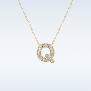 Customized Q Shaped Moissanite Necklace –  0.268 CT Round Cut in 14K/18K Gold