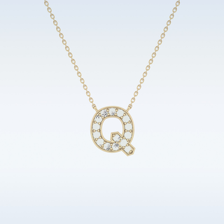 Customized Q Shaped Moissanite Necklace –  0.268 CT Round Cut in 14K/18K Gold