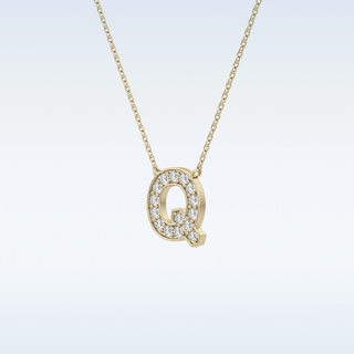 Customized Q Shaped Moissanite Necklace –  0.268 CT Round Cut in 14K/18K Gold