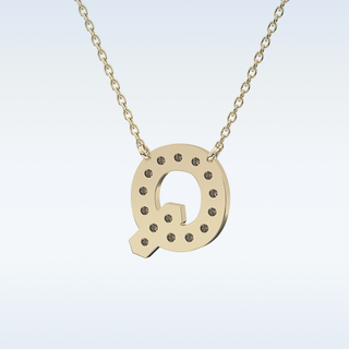 Customized Q Shaped Moissanite Necklace –  0.268 CT Round Cut in 14K/18K Gold