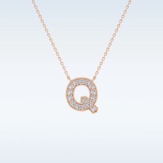 Customized Q Shaped Moissanite Necklace –  0.268 CT Round Cut in 14K/18K Gold