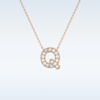 Customized Q Shaped Moissanite Necklace –  0.268 CT Round Cut in 14K/18K Gold