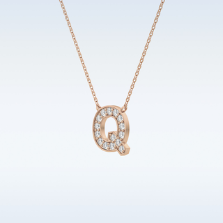 Customized Q Shaped Moissanite Necklace –  0.268 CT Round Cut in 14K/18K Gold