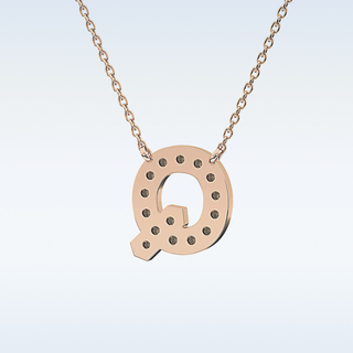 Customized Q Shaped Moissanite Necklace –  0.268 CT Round Cut in 14K/18K Gold