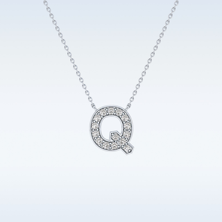 Customized Q Shaped Moissanite Necklace –  0.268 CT Round Cut in 14K/18K Gold