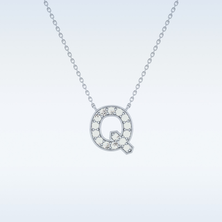Customized Q Shaped Moissanite Necklace –  0.268 CT Round Cut in 14K/18K Gold