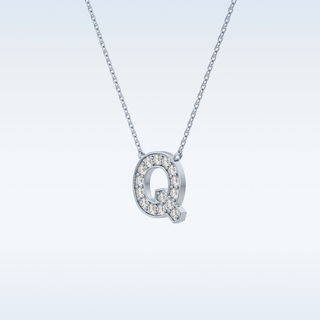 Customized Q Shaped Moissanite Necklace –  0.268 CT Round Cut in 14K/18K Gold