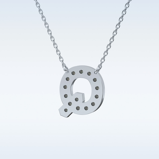 Customized Q Shaped Moissanite Necklace –  0.268 CT Round Cut in 14K/18K Gold