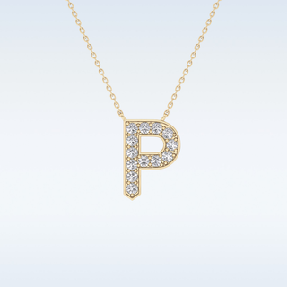 Customized P Shaped Moissanite Necklace –  0.39 CT Round Cut in 14K/18K Gold