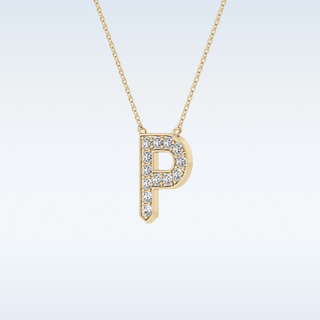 Customized P Shaped Moissanite Necklace –  0.39 CT Round Cut in 14K/18K Gold