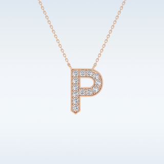 Customized P Shaped Moissanite Necklace –  0.39 CT Round Cut in 14K/18K Gold