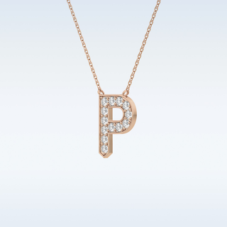 Customized P Shaped Moissanite Necklace –  0.39 CT Round Cut in 14K/18K Gold