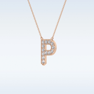 Customized P Shaped Moissanite Necklace –  0.39 CT Round Cut in 14K/18K Gold