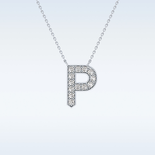 Customized P Shaped Moissanite Necklace –  0.39 CT Round Cut in 14K/18K Gold