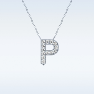 Customized P Shaped Moissanite Necklace –  0.39 CT Round Cut in 14K/18K Gold