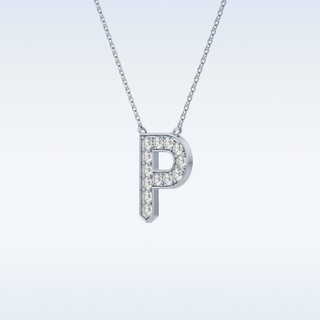Customized P Shaped Moissanite Necklace –  0.39 CT Round Cut in 14K/18K Gold