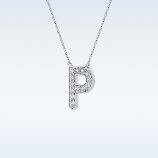 Customized P Shaped Moissanite Necklace –  0.39 CT Round Cut in 14K/18K Gold