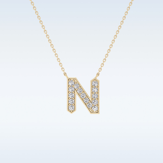 Customized N Shaped Moissanite Necklace –  0.31 CT Round Cut in 14K/18K Gold