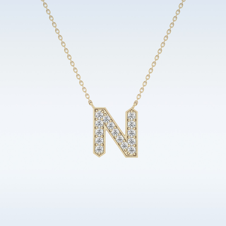 Customized N Shaped Moissanite Necklace –  0.31 CT Round Cut in 14K/18K Gold