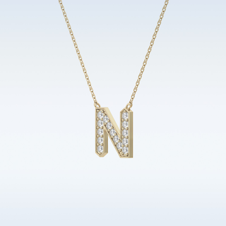 Customized N Shaped Moissanite Necklace –  0.31 CT Round Cut in 14K/18K Gold