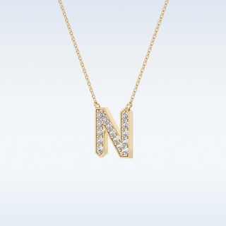Customized N Shaped Moissanite Necklace –  0.31 CT Round Cut in 14K/18K Gold