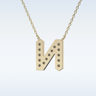 Customized N Shaped Moissanite Necklace –  0.31 CT Round Cut in 14K/18K Gold