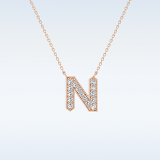 Customized N Shaped Moissanite Necklace –  0.31 CT Round Cut in 14K/18K Gold