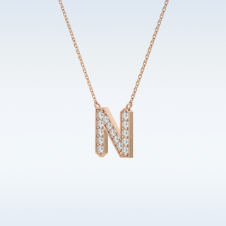 Customized N Shaped Moissanite Necklace –  0.31 CT Round Cut in 14K/18K Gold