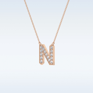 Customized N Shaped Moissanite Necklace –  0.31 CT Round Cut in 14K/18K Gold