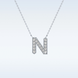 Customized N Shaped Moissanite Necklace –  0.31 CT Round Cut in 14K/18K Gold