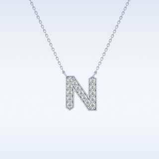 Customized N Shaped Moissanite Necklace –  0.31 CT Round Cut in 14K/18K Gold