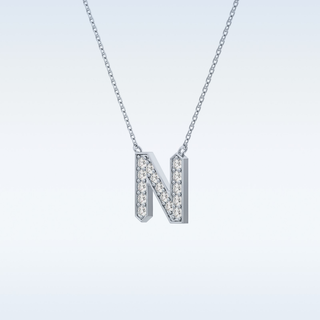 Customized N Shaped Moissanite Necklace –  0.31 CT Round Cut in 14K/18K Gold