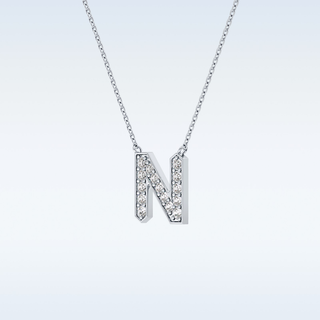 Customized N Shaped Moissanite Necklace –  0.31 CT Round Cut in 14K/18K Gold