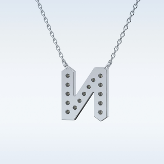Customized N Shaped Moissanite Necklace –  0.31 CT Round Cut in 14K/18K Gold