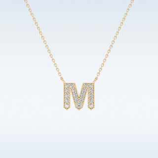 Customized M Shaped Moissanite Necklace –  0.2 CT Round Cut in 14K/18K Gold
