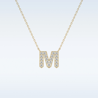 Customized M Shaped Moissanite Necklace –  0.2 CT Round Cut in 14K/18K Gold
