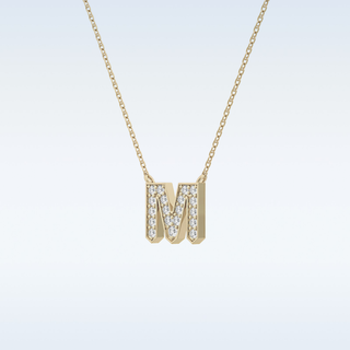 Customized M Shaped Moissanite Necklace –  0.2 CT Round Cut in 14K/18K Gold