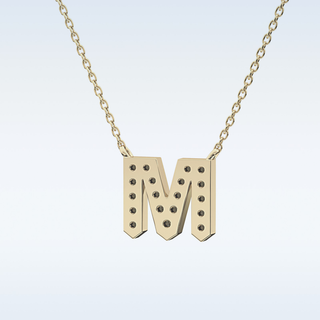 Customized M Shaped Moissanite Necklace –  0.2 CT Round Cut in 14K/18K Gold