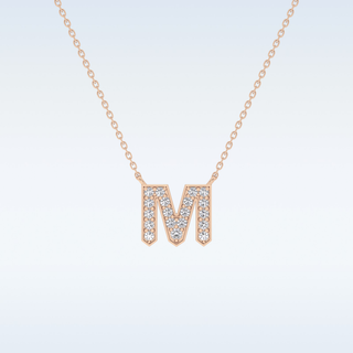 Customized M Shaped Moissanite Necklace –  0.2 CT Round Cut in 14K/18K Gold