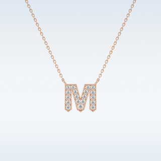 Customized M Shaped Moissanite Necklace –  0.2 CT Round Cut in 14K/18K Gold