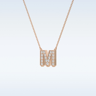 Customized M Shaped Moissanite Necklace –  0.2 CT Round Cut in 14K/18K Gold