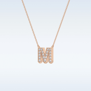 Customized M Shaped Moissanite Necklace –  0.2 CT Round Cut in 14K/18K Gold