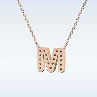 Customized M Shaped Moissanite Necklace –  0.2 CT Round Cut in 14K/18K Gold