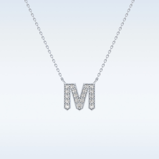 Customized M Shaped Moissanite Necklace –  0.2 CT Round Cut in 14K/18K Gold